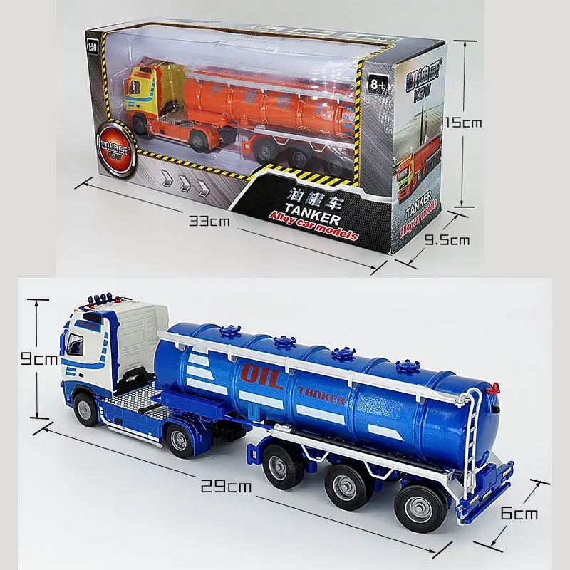 1/50 Mēroga simulācijas autocisternu sakausējuma inženierzinātņu transporta kravas automašīnu lējumiem tvertne tankkuģu uzpildes kravas automašīnu modeli rotaļu automašīnu kolekcija