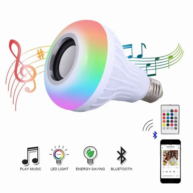 Smart Mūzikas Spuldzes Led Krāsains Bluetooth Skaļruni, Spuldzes E27 Bezvadu Tālvadības Spuldzes RGB RGBW Spuldzes Gaismas Mūzikas Atskaņotājs