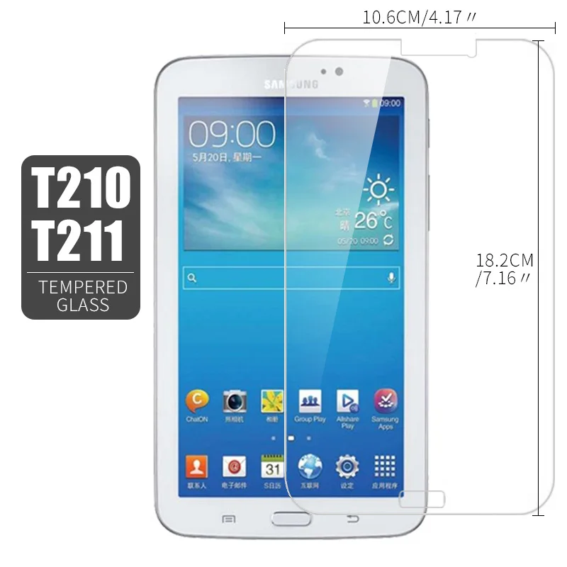 Rūdīta Stikla Samsung Galaxy Tab 3 7.0 SM-T210 SM-T211 Ekrāna Aizsargs, 7.0 collu Planšetdatoru ar Aizsargājošu Plēvi, lai T210 T211
