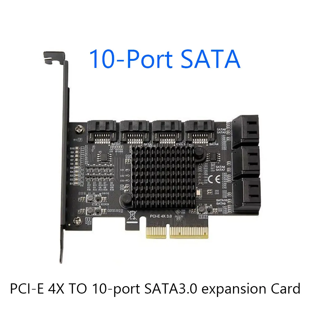 SATA PCIe Karti 6/10 Ostas 6Gbps SATA3.0 PCIe Kartes Atbalsts 10 SATA3.0 Ierīcēm Iebūvēts Adapteris Converter PCI SATA 3 Paplašināšanas Karti