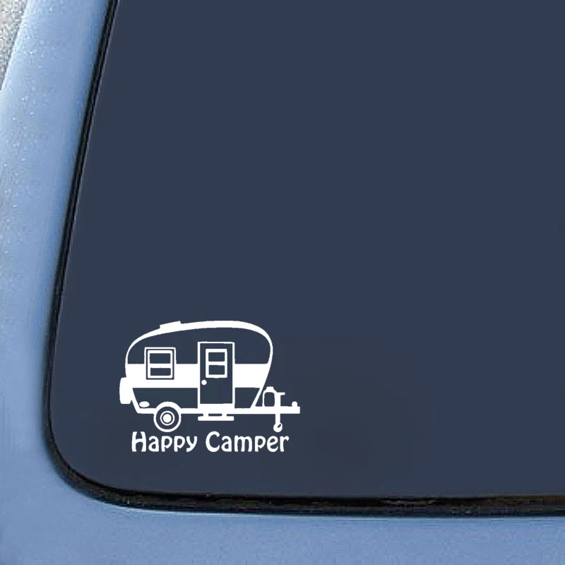 Karikatūra Radošo Mākslu Happy Camper Kempings Auto Uzlīmes, Automašīnu Ārējie Accssories Vinila Uzlīmes BMW, VW, Audi Skoda Gti