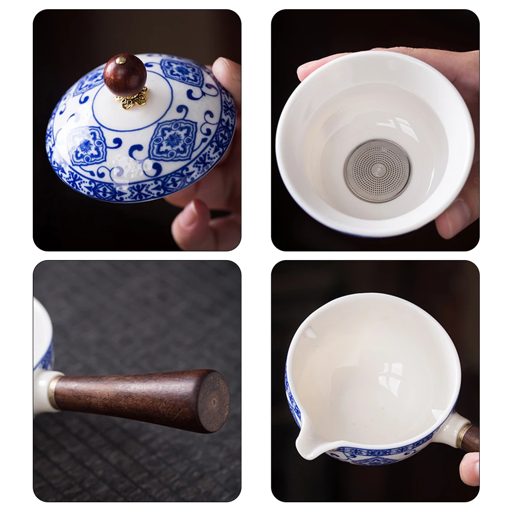 Keramikas Tējkanna Ar Koka Rokturis Sānu Rokturis Pot Sadzīves Kung Fu Oolong Filtrs Tējas Veidotāja, Radošā Melnās Keramikas Teaware