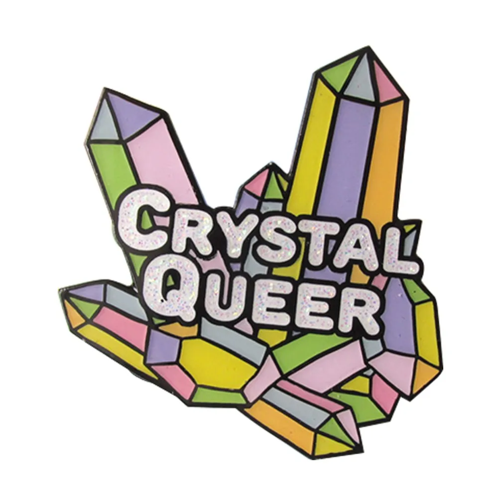 Kristāla maitāt emaljas pin mirdzēt kvarca šķembu broša LGBT varavīksnes lepnums žetons pastelis mākslas rotaslietas burvju dāvanas viņai