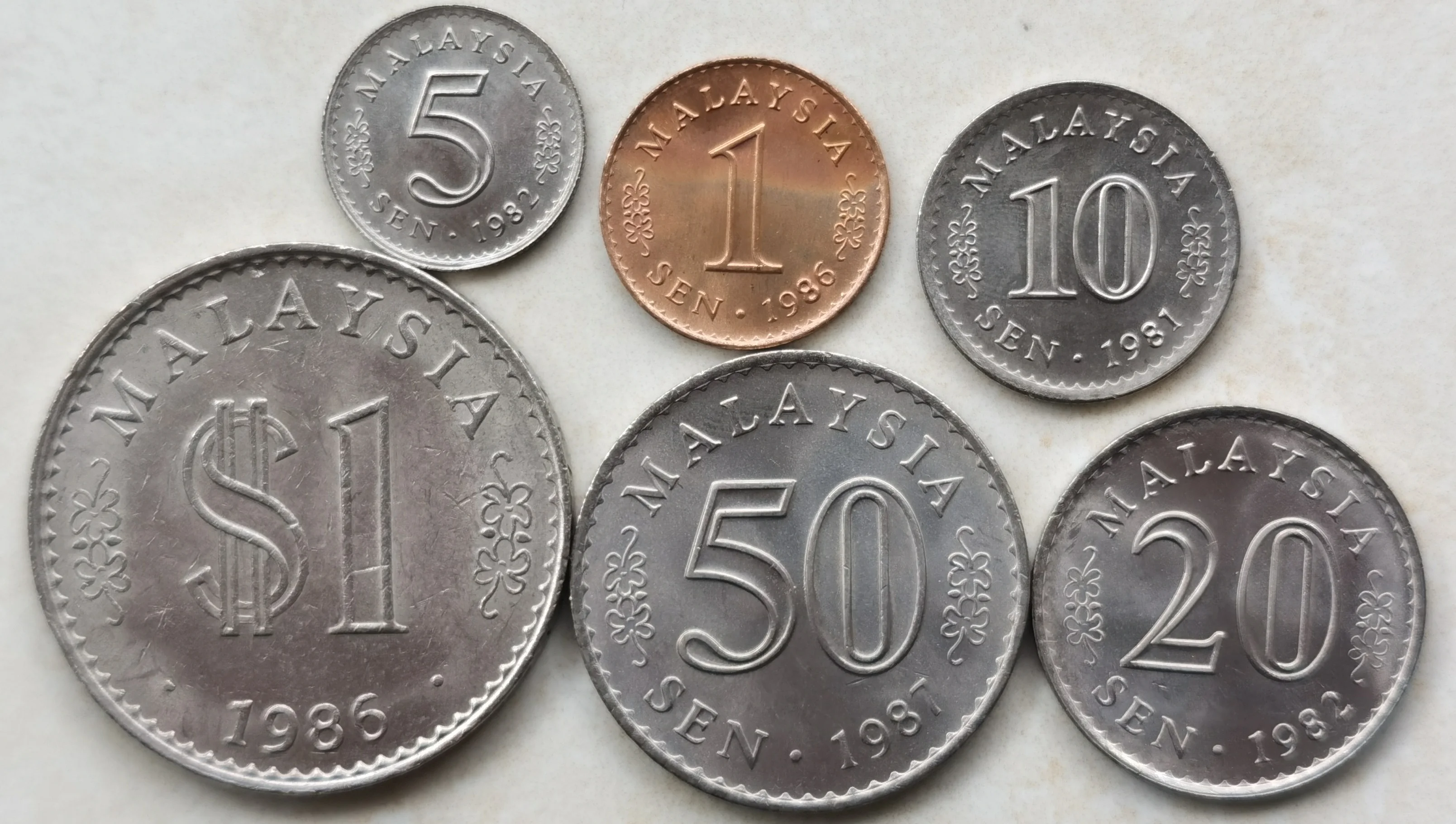 Parlamenta Namā Pirmo Izdevumu Malaizija 1981-1987 1-50 Centi, 1 Monēta Pilns Komplekts, 6 Gab Īsto Monētu Nekustamā Oriģinālu Monētu