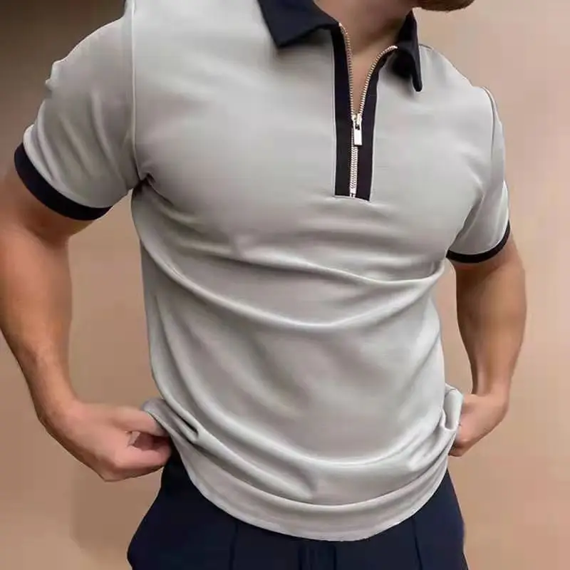 Vasarā Jaunu Vīriešu Apģērbs Polo Krekli Vīriešiem Ir 2021. Zīmola Savukārt Apkakles Rāvējslēdzēju Dizaina Īsām Piedurknēm Topi Gadījuma Kleita Krekls Vīrietis