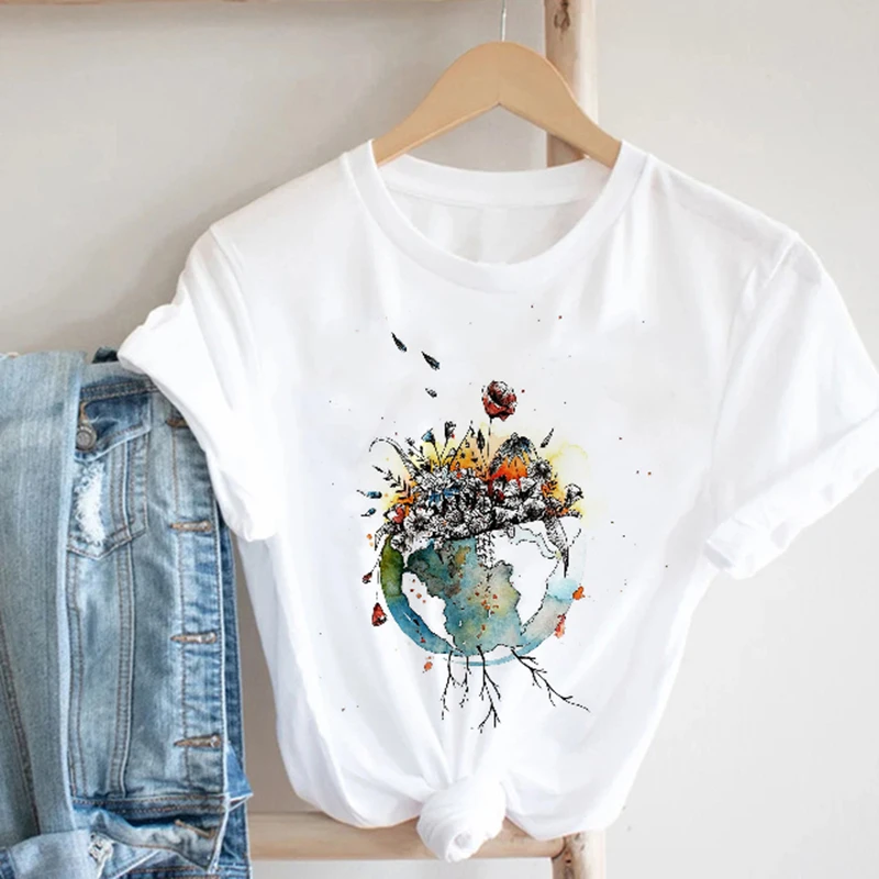 Ir 2021. Jauno Vasaras Sieviešu Modes Okeāna Jūras ekosistēmu Iespiests T-Krekls Zaudēt Īsām Piedurknēm Populārs Dizains Topi Jaunums Tee T Krekli