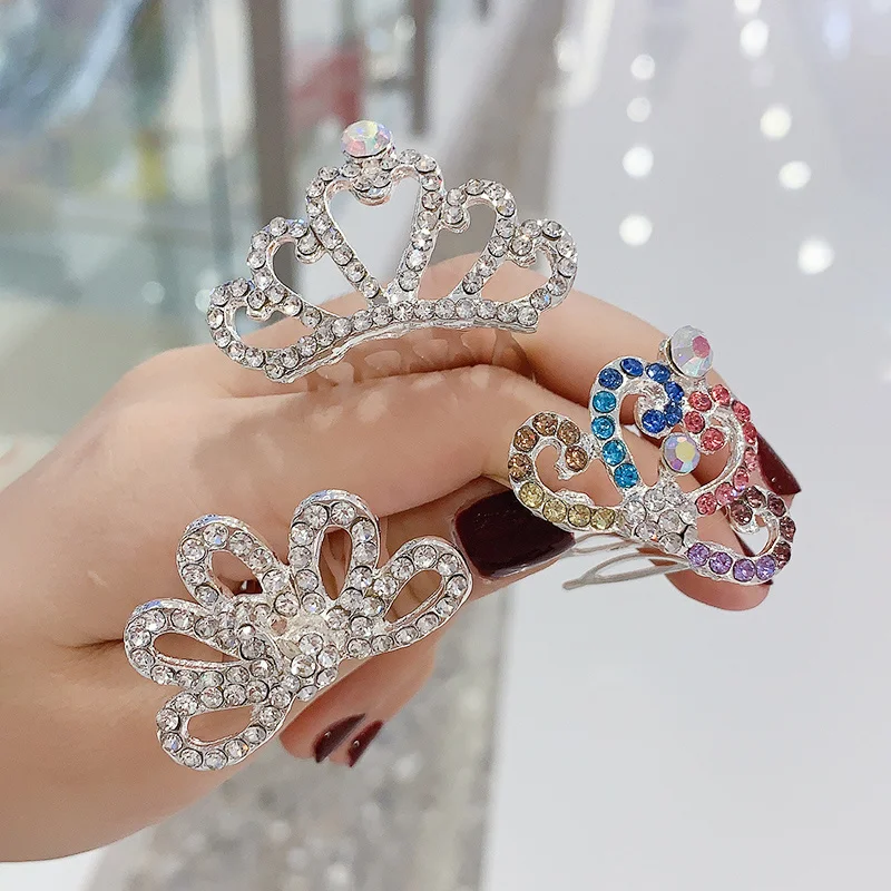 Jaunu Bērnu Diamond Crown Matu Rotājumu Korejas Vainagu Darbības Princese Matu Ķemme Matu Klipu Meitenes Matadatu Galvassegu