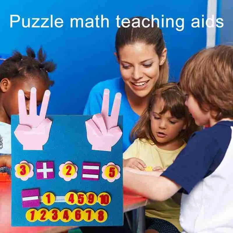 Ar rokām darinātas Filca Pirkstu Numuri Rotaļlietas Bērnu Agrīnās Izglītības Mācīt Bērniem, Rotaļlietas, Skaitot Matemātikas Pirkstiem Rotaļlietas Jaunums Numuri T9C4