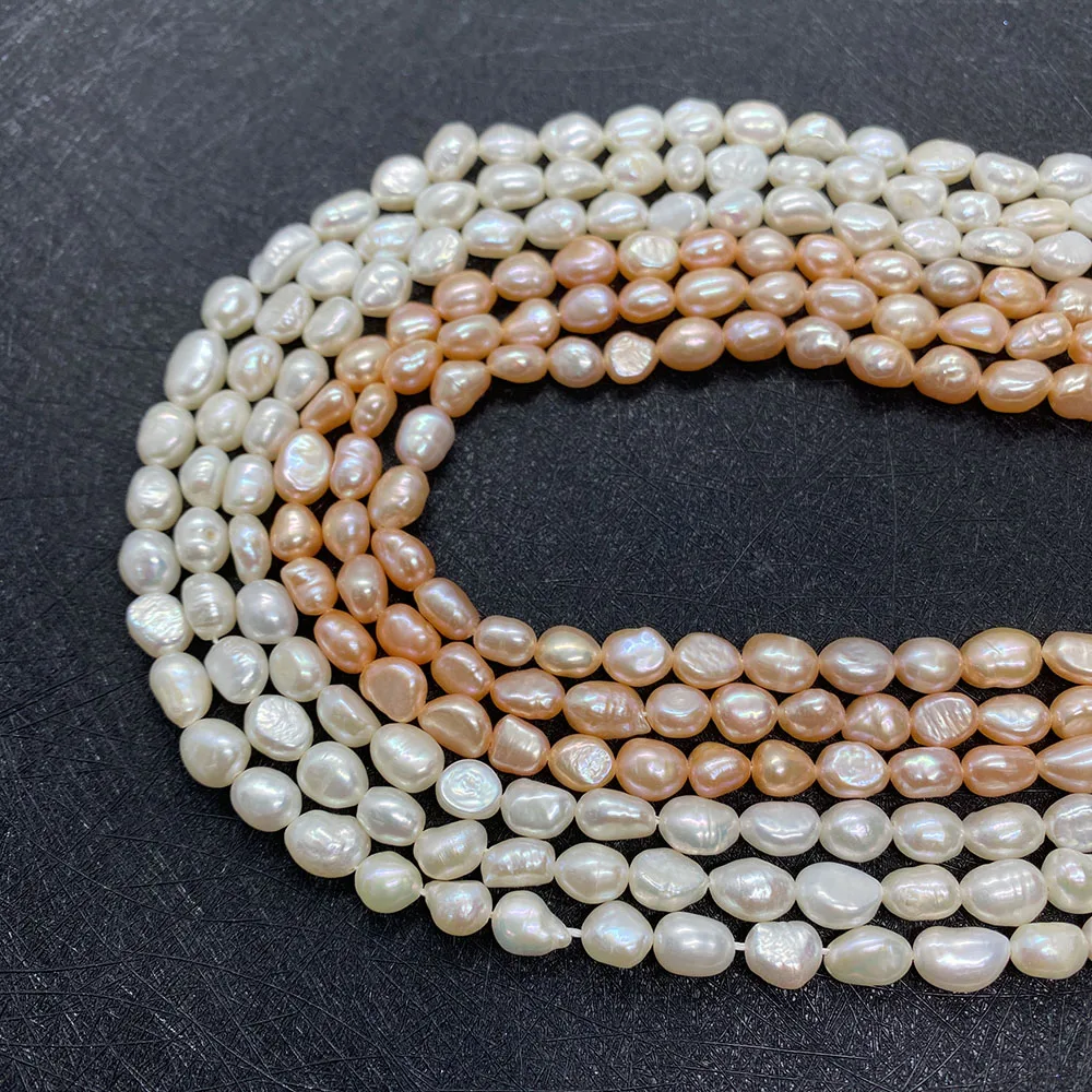Multi-krāsu Dabiskie Saldūdens Rīsi-formas Augstas kvalitātes pakāpes Pērle, 6-7mm, ko Izmanto Sieviešu Aproce DIY Rotaslietu izgatavošana