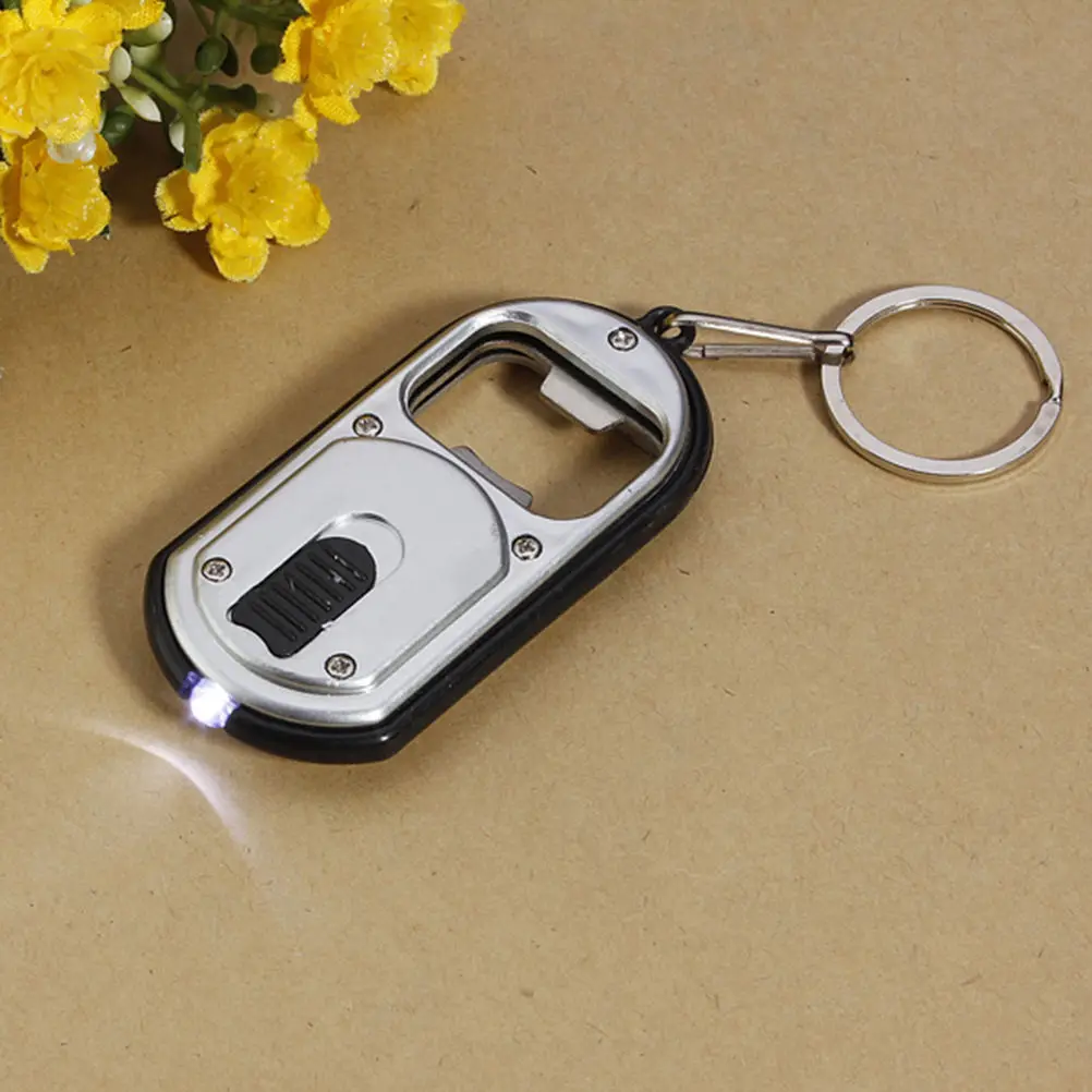 Multi-Purpose 2-in-1 Keychain Atslēgu Gredzens LED Gaismas Lukturīti Lāpu Pudele Nazis Āra Ceļojumu Komplekti