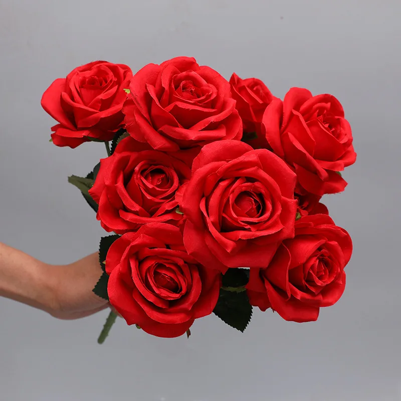 10 Vadītāji 44cm Zīda Rožu Ziedu Pušķi, Ziedi Kāzu Mājas Rudenī Rotājumi Viltus Ziedi Sarkani Dzeltens, Balts