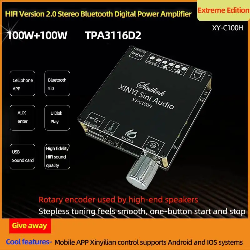 XY-C100H TPA3116 Bluetooth Saderīgu 5.0 Audio Pastiprinātāju Valdes 100W*2 HiFi Stereo, Subwoofer, Pastiprinātājs Skaļruni, Pastiprinātāju, Komplekts