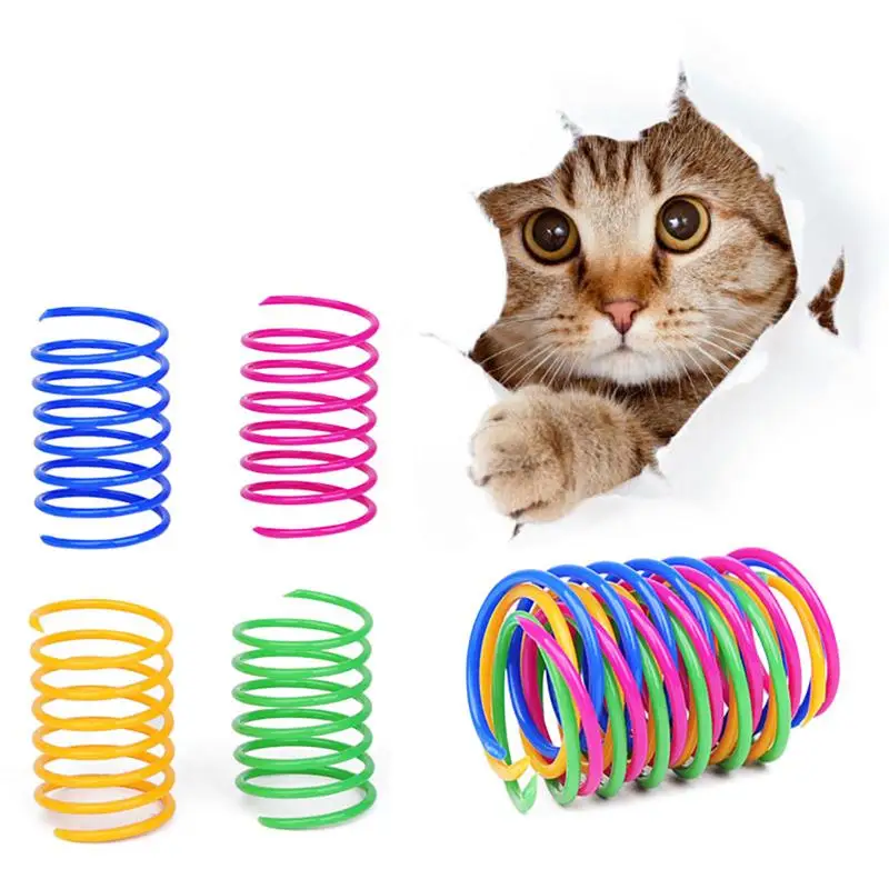 20 Gab Krāsains Kaķis Pavasara Rotaļlietu Komplekts Plastmasas Elastīgu Kaķis Spole Rotaļlietas Interaktīvas Kaķēns Apmācības Veikšanai Rotaļlietas Mājdzīvnieku Kaķi Piederumi