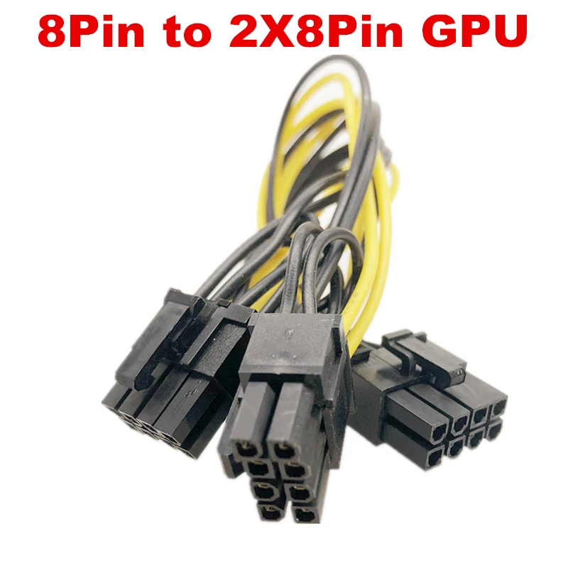Grafikas Karte 8pin Male uz GPU PCIE Dual 2 x 8(6+2)pin Vīriešu PCI-Express Y Sadalītāja Miner GPU Barošanas Kabelis Vadu 18AWG 20CM