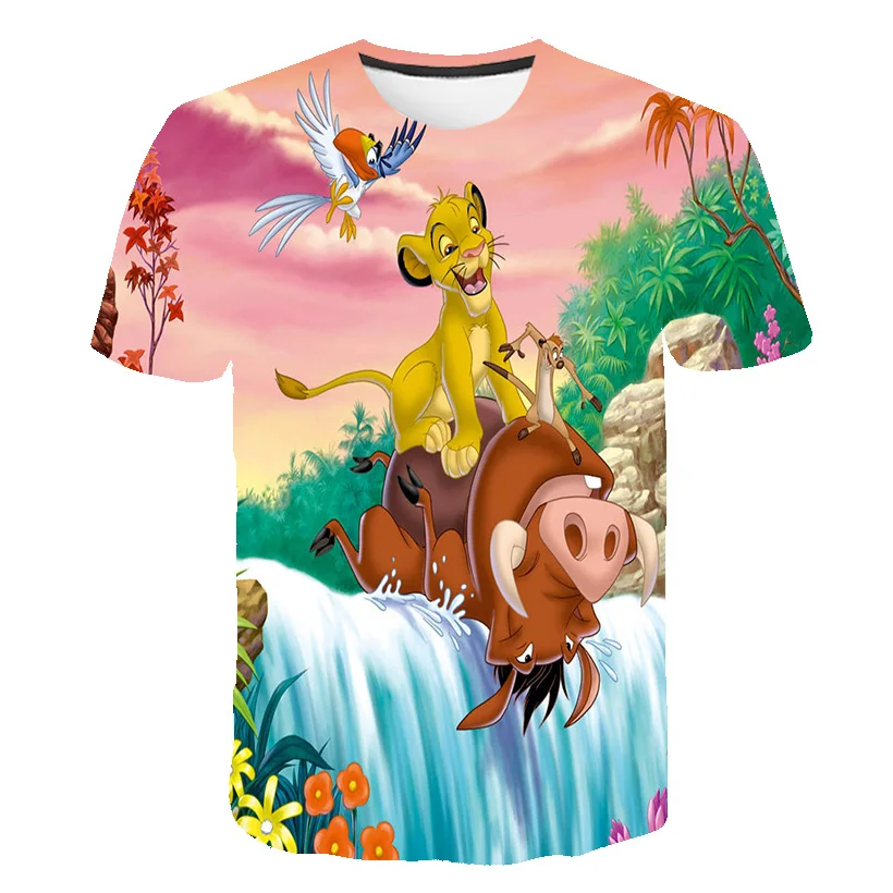 Disney Simba Lion King 3D PrintedAnime Bērnu T-krekls Vasaras Gadījuma Gudrs Zēnu, Meiteņu T-krekls Topi O-veida Kakla Bērniem Krekls Anime Apģērbi