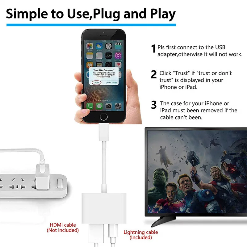 Savietojams iPhone X XS XR 8 7 6 5 iPad iPod HDMI Kabeli Digitālo AV Adapteri 2019 Jaunākās Plug and Play 1080P Audio AV Savienotājs