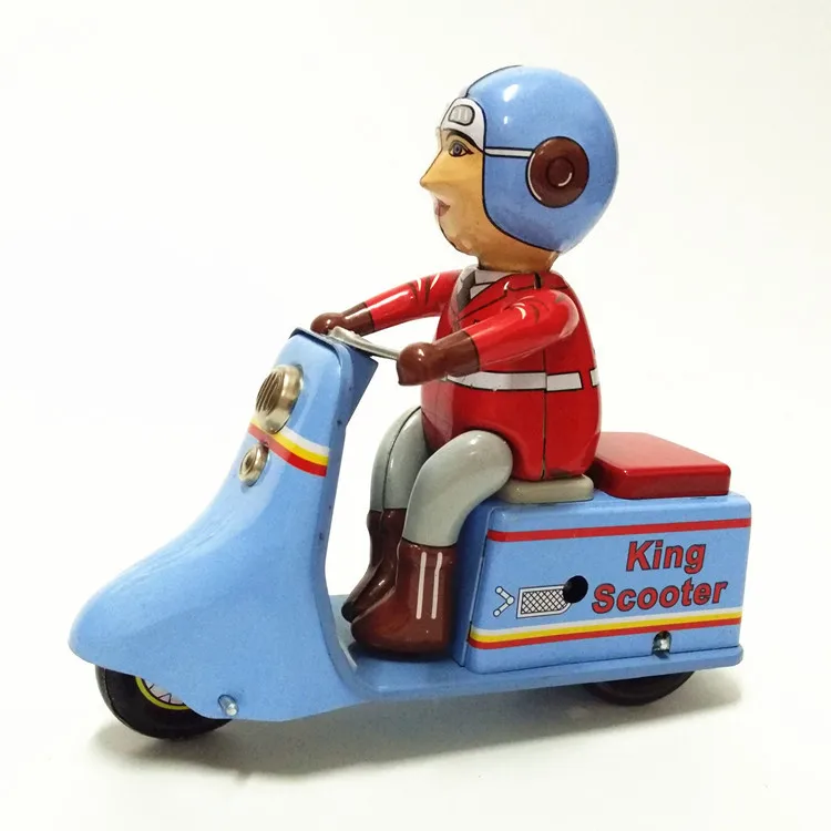 [Smieklīgi] Pieaugušo Kolekcija Retro Vēja rotaļlieta Metāla Skārda Kurjeru Karalis scooter motociklu Mehāniski Uzvelkams rotaļu skaitļi bērniem dāvanu