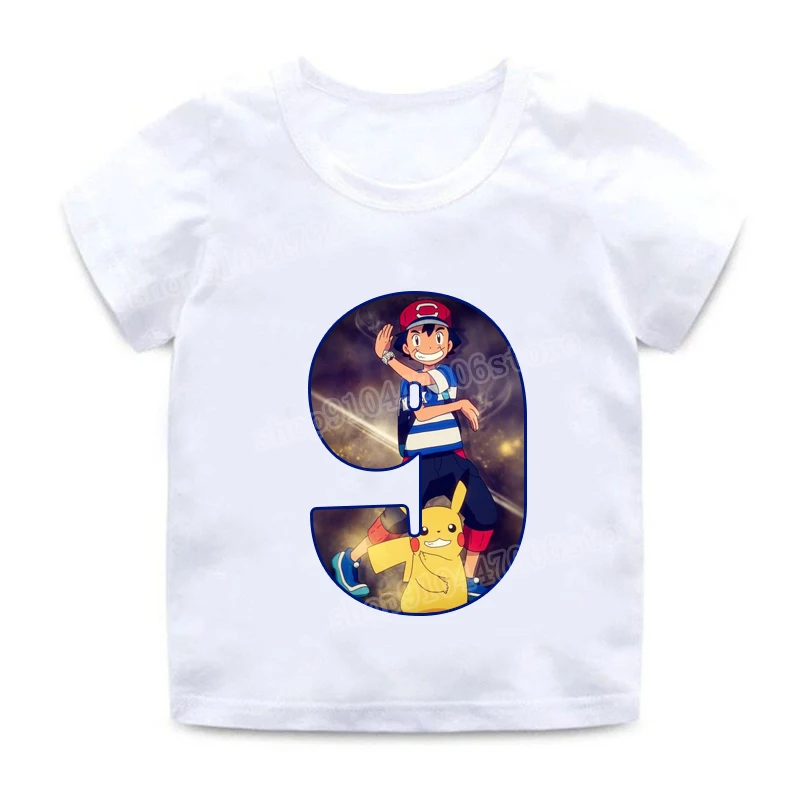 Pokemon Bērnu T-krekls bērniem, Dzimšanas dienu Skaitlis1-9 Karikatūra Krekls Grafiskais T-krekls Mazulis Zēnu Drēbes, Kostīmi Toddler Meitene Apģērbs