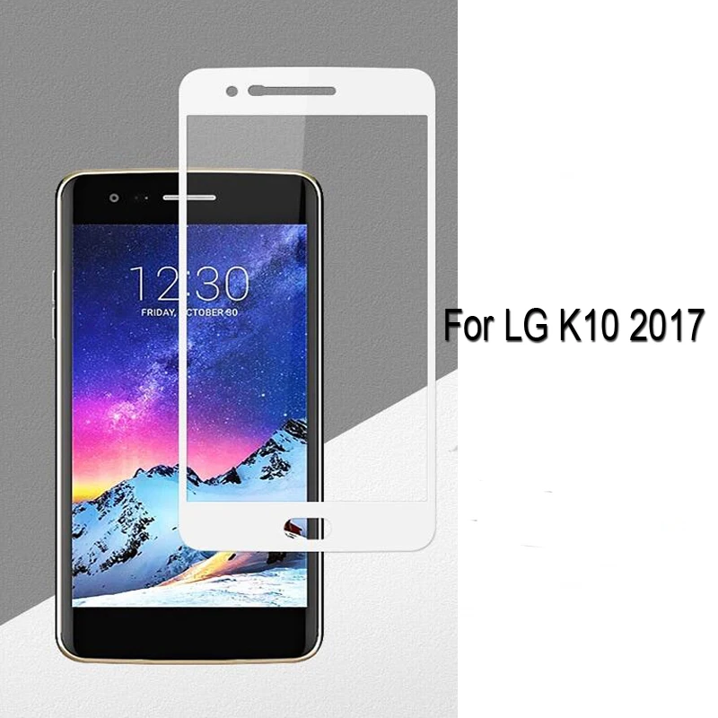 2GAB Pilna Izliekta Ekrāna Aizsargs LG K10 2017. Gadam Pilnībā Segtu Rūdīta Stikla LG K 10 Līdz 2017. Aizsardzības Flim lgk102017