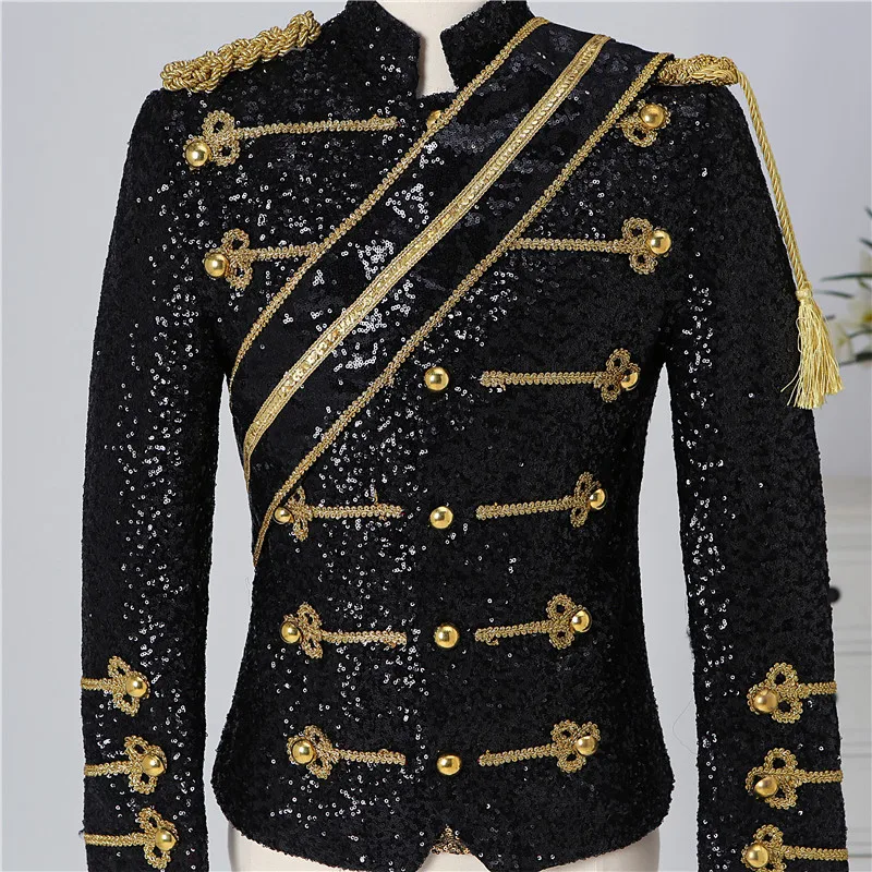 Ekskluzīvu Michael Jackson melns un balts pušķis sequin tērpus skatuves naktsklubs, bārs vīriešu grupa rock dziedātājs kostīmu vīriešu jaka
