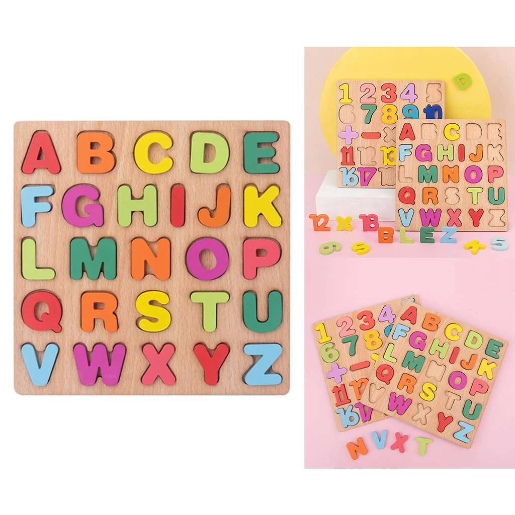 Koka ABC Alfabēta Puzzle Board Pirmsskolas Sākumā Mācības Izglītības