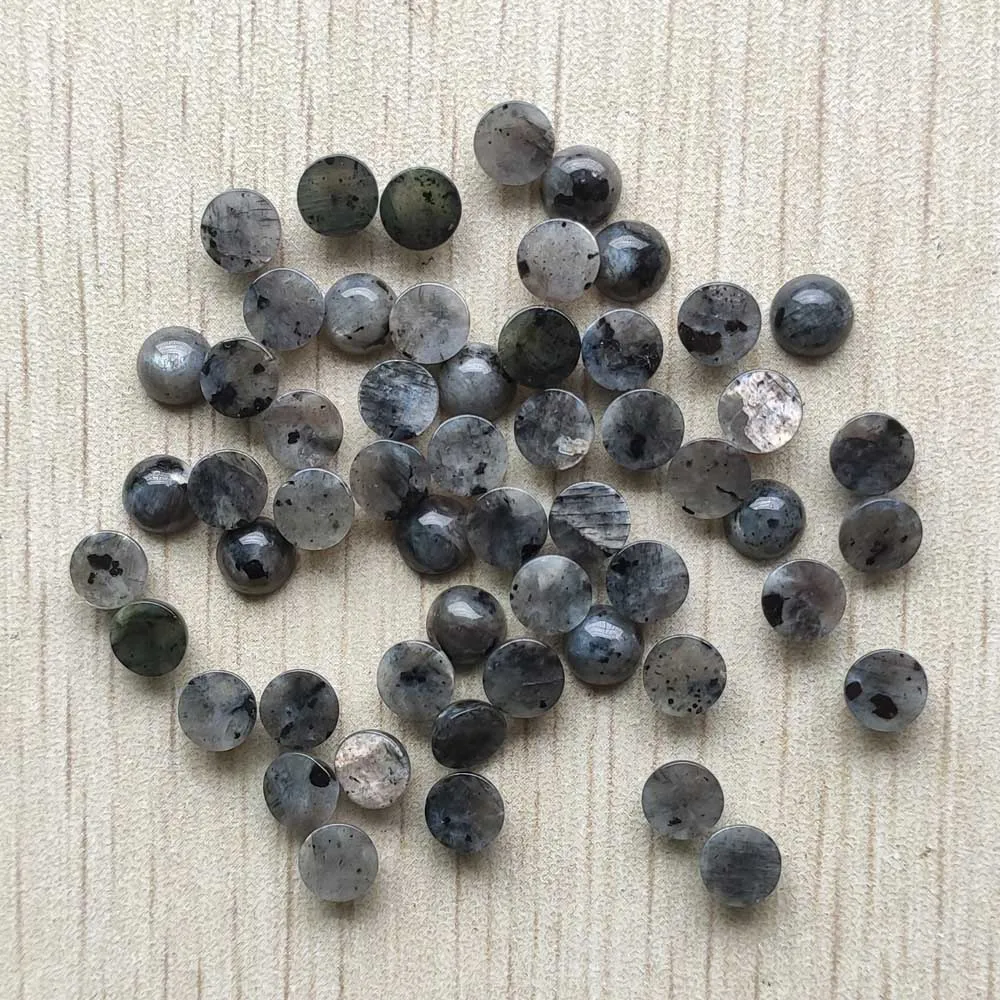 Vairumtirdzniecības 50gab/daudz modes labas kvalitātes dabīgās melna spectrolite apaļu kabīni cabochon 6mm pērles rotaslietas pieņemšanas bezmaksas piegāde