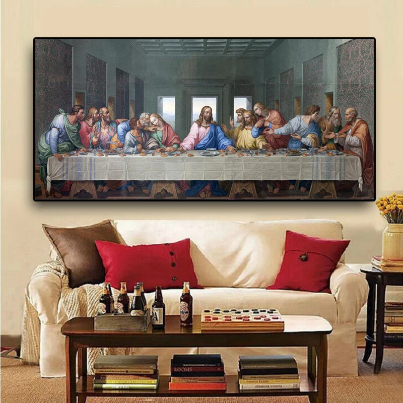 Slavenā Glezna Mākslas Audekls Gleznas Leonardo Da Vinči Pēdējo Vakariņu Plakāti un Izdrukāt Sienas Art Pictures Telpā, Mājas Dekoru