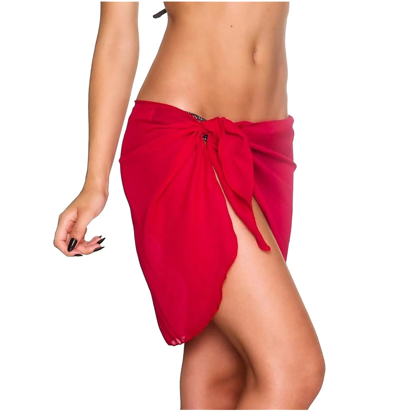 Sieviešu Pludmales tīrtoņa Krāsas Bikini uz Augšu, Šifons Wrap Svārki Sarong Bikini Viens Gabals peldkostīms Sievietēm Beachwear Cover-ups #ZQ