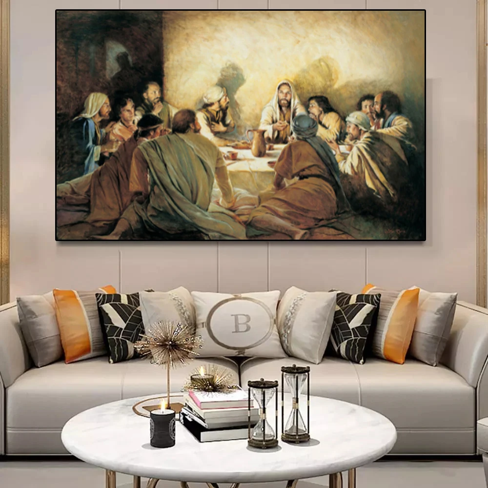Mākslas eļļas glezna Da Vinci izteica Pēdējo Vakariņu kanvas glezna plakāti un izdrukas mājās dzīvo telpu dekorēšana krāsošana