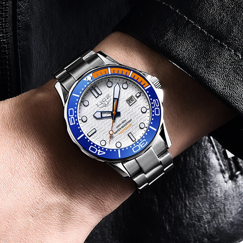 Reloj LIGE Top Zīmolu Modes Sporta Diver Watch Vīriešiem Tērauda Ūdensizturīgs Datums Pulksteņi Cilvēks Skatīties, Kvarca Rokas Pulksteņi Reloj Hombre