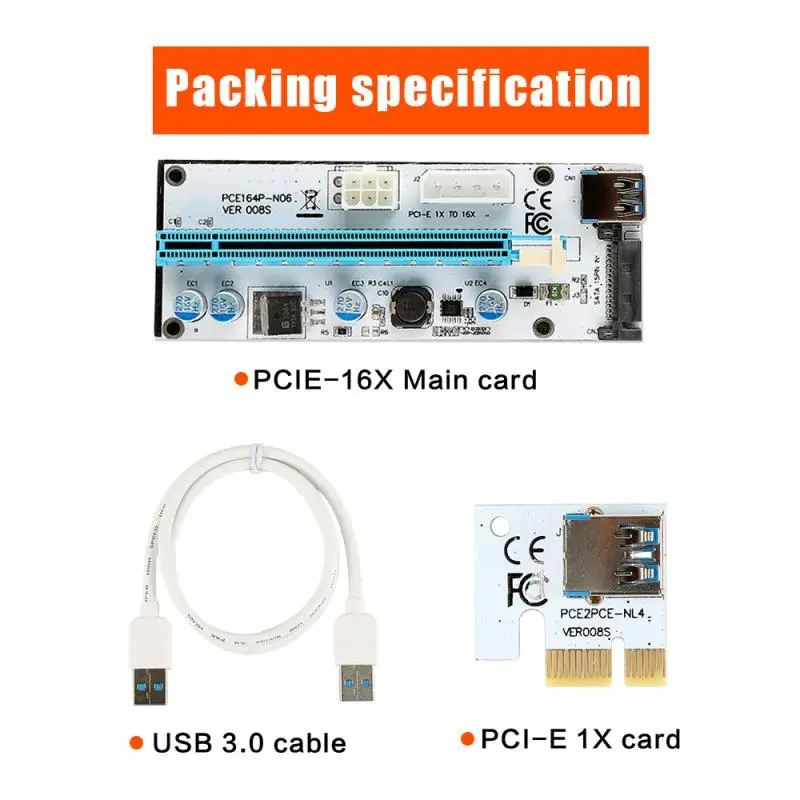 USB 3.0 PCI-E Express 1x, Lai 16x Extender Stāvvadu Kartes Adapteris SATA Barošanas Kabelis Augstas 1000MB/S Bitcoin Mining BTC Grafikas Karte