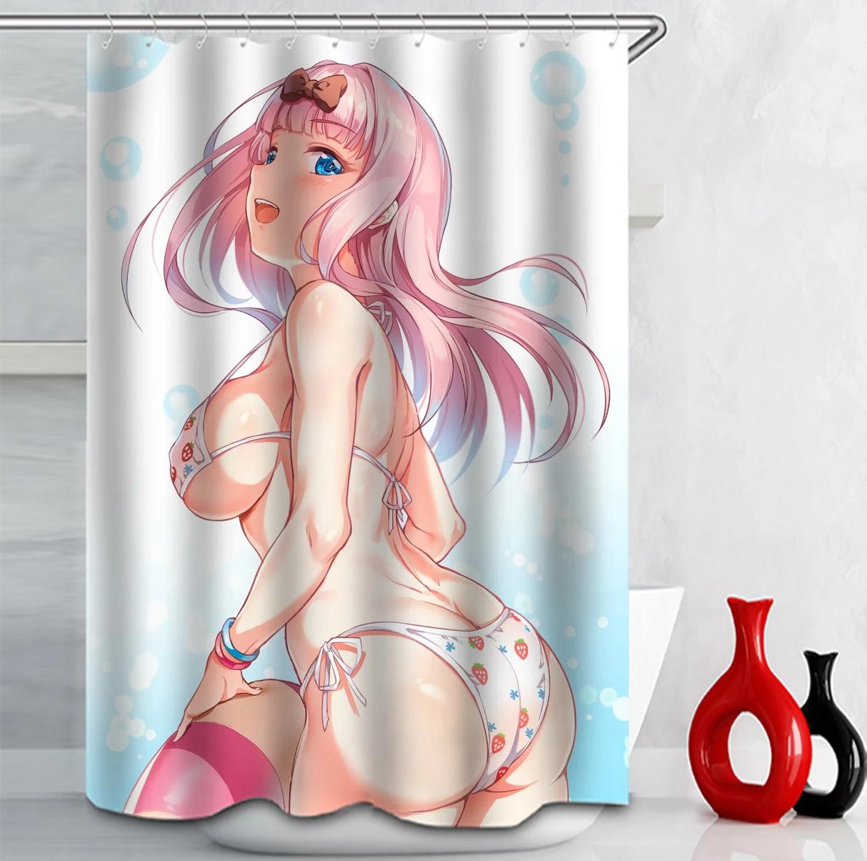 Anime, lielas krūtis, big ass meitene pliks drukāt dušas aizkars vannas istabas piederumi augstas kvalitātes ūdensizturīgs apdare vannas istaba ar āķi