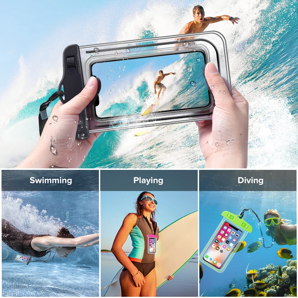 IP68 Ūdensnecaurlaidīga Lietā par IPhone 12 XS Max XR X 8 7 6 Plus Poco X3 Samsung S10 Segtu Ūdens necaurlaidīgs Maiss Mobilā Telefona Kabata Aizsargs