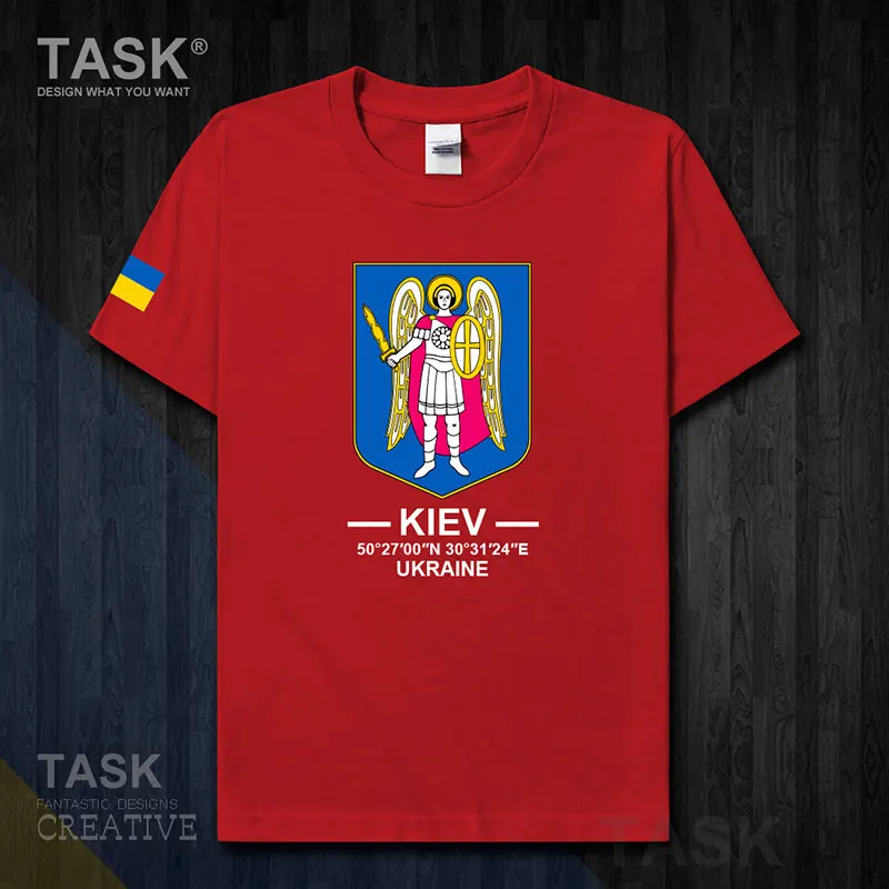 Kijevā, kapitāla Ukrainas starptautiskajā tūrisma pilsētas kultūras logo suvenīru vīriešu sporta modes dizaina topi, t 100cotton tee 20