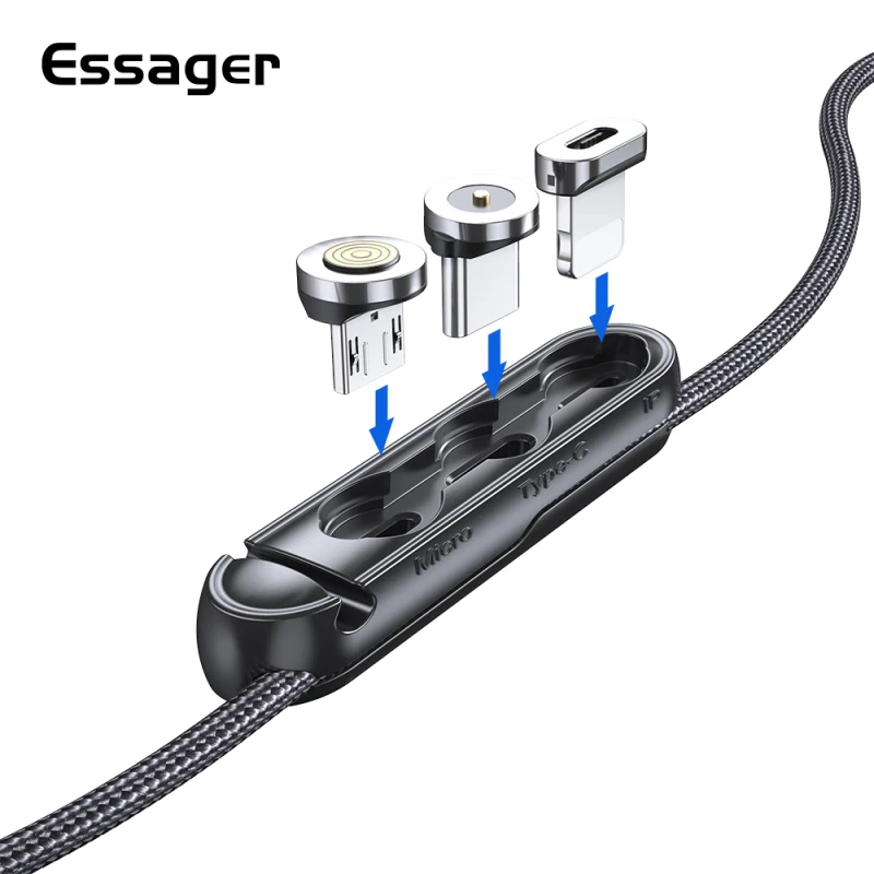 Essager Magnētisko Plug Gadījumā Pārnēsājamo Uzglabāšanas Kārba, IPhone, Micro USB C Tipa Magnēts Chagrer Adapteris Savienotājs Kabeļu Organizators