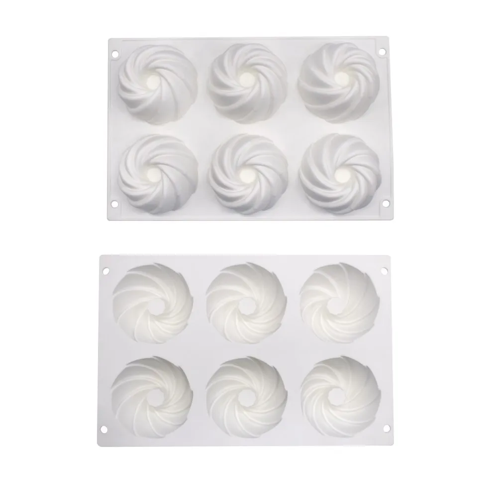 Jauns 6 Dobumā Spirālveida formas silikona Bundts Kūka Pannas Maizes Bakeware Pelējuma cepšanas Rīki Ciklona Formas Kūka Pelējuma DIY Cepšanas Rīku