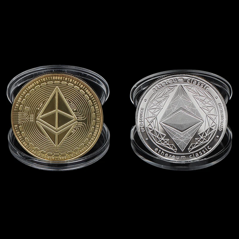 Zelta/Sudraba Pārklājumu Ethereum Monētas Virtuālā Piemiņas Monētu Mākslas Kolekcija Dāvanu