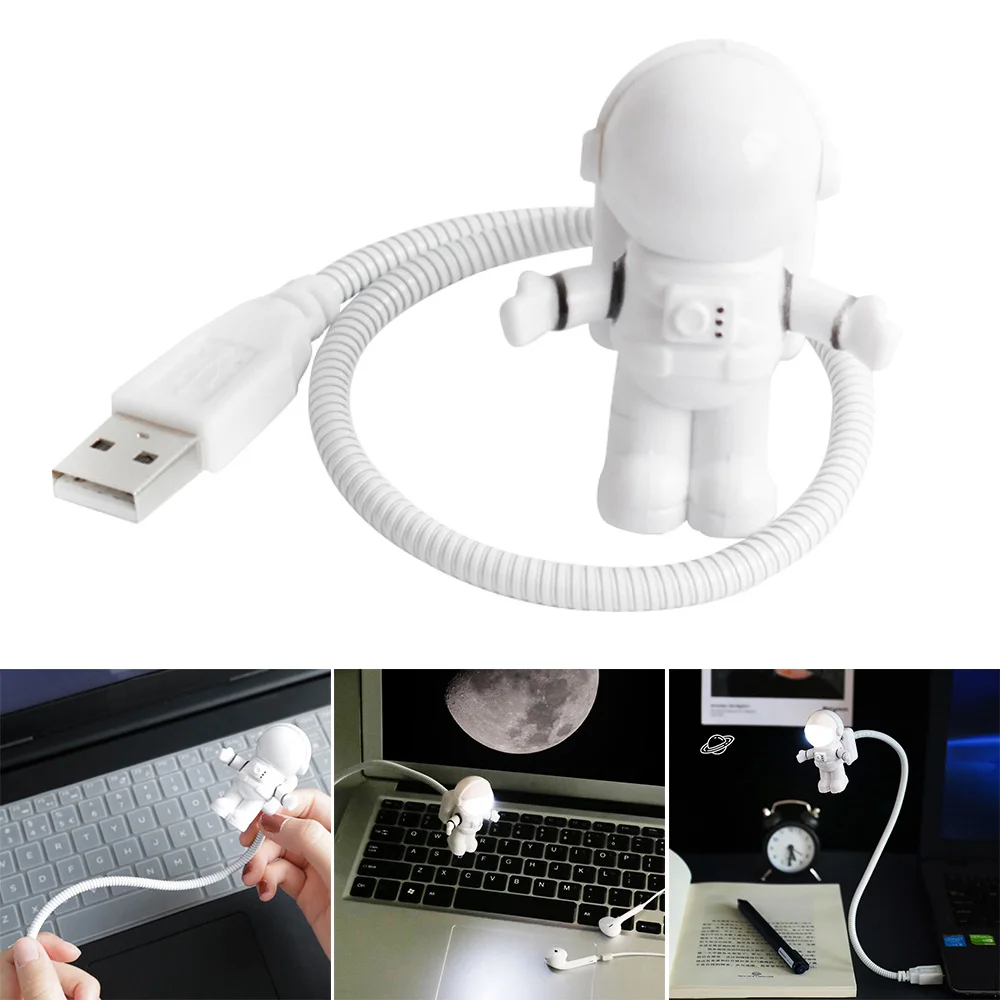 Radošā Spaceman Astronauts LED USB LED Lasīšanas Gaismas Lampa Spaceman Astronautu Acu Aprūpes Elastīgu USB Gaismas Dāvana Draugs