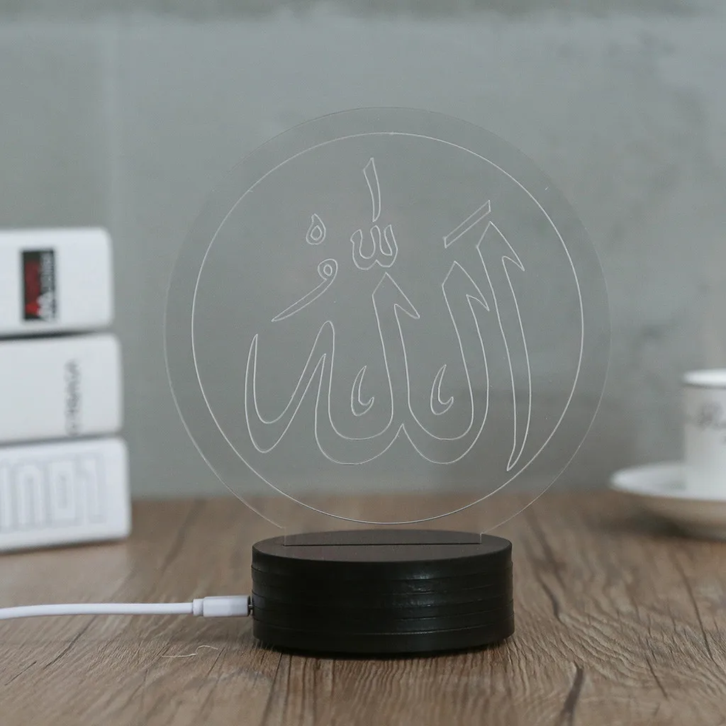 Mūsdienu Modes Musulmaņu Ramadāna 3D Nakts Gaismas Galda, Rakstāmgalda Lampas, Gaismas USB Guļamistaba Bērnu Vintage Festivāla Mājas Dekorēšanai L*5