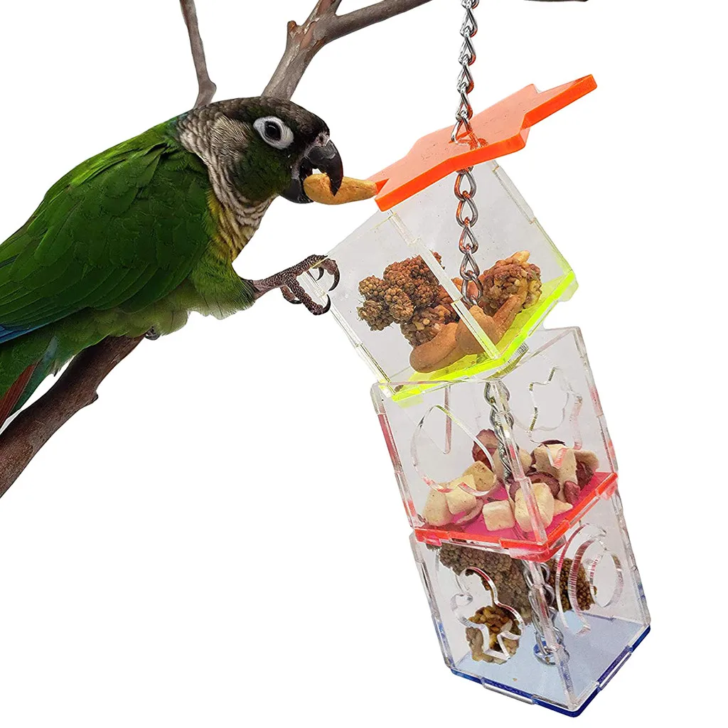 3 Slāņu Pārskatāmu Papagailis Karājas Rotaļlietu Pārtikas Pakārtotā Turētājs Karājas Lopbarības Zvaigžņu Formas Kastē Būris Barošanai Rotaļlietas Putnu Piederumi
