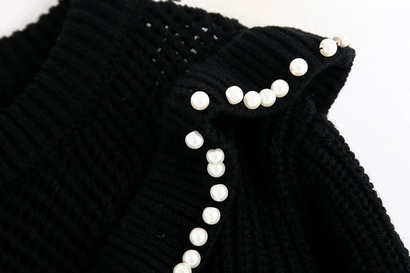 Džemperis Dāmas Ar Garām Piedurknēm, Elegants Zīmola Džemperi Sievietēm Pērle Frēzēšana Kaskādes Ruffles Adīšanas Džemperi Blusas Mujer De Moda