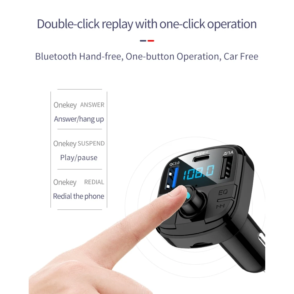 BT29 FM Raidītāju, Bluetooth 5.0 C Tipa Ātrās Uzlādes QC3.0 Automašīnas Tālruņa Lādētāja Adapteri MP3 Mūzikas Atskaņotāju, iphone