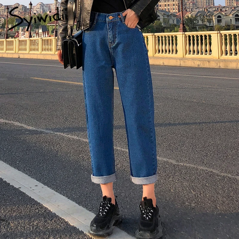 4 krāsu mamma džinsi sieviete elastīgs viduklis, augsta wais plus lieluma džinsa Bikses boyfriend jeans sieviešu Mazgātas Kokvilnas 2021 modes jauns
