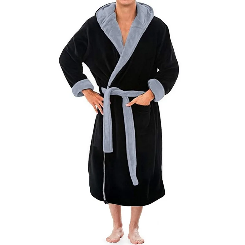Vīriešiem Gadījuma Peldmētelis Kimono Rudens Ziemas Flaneļa Ilgi Drēbes Biezs Silts Sleepwear Plus Izmēra 5XL Naktskrekls Vīriešu Zaudēt Mājas apstākļos