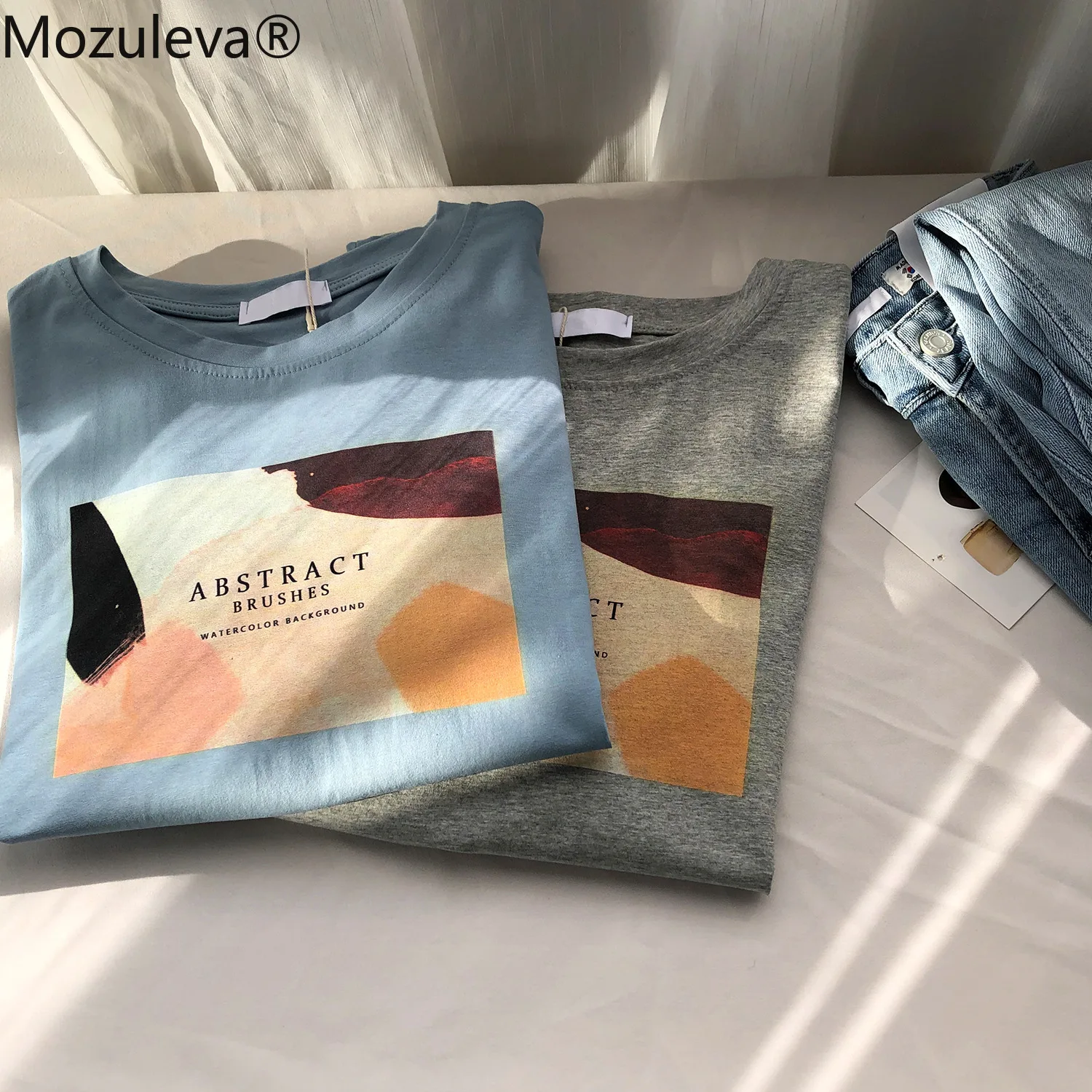 Mozuleva Gadījuma O-veida kakla Vēstuli Izdrukāt Sieviešu Kokvilnas T-krekls ir 2021. Vasaras Īsām Piedurknēm Zaudēt Sieviešu Basic Topi Krekls Dāmas Tees Jaunas