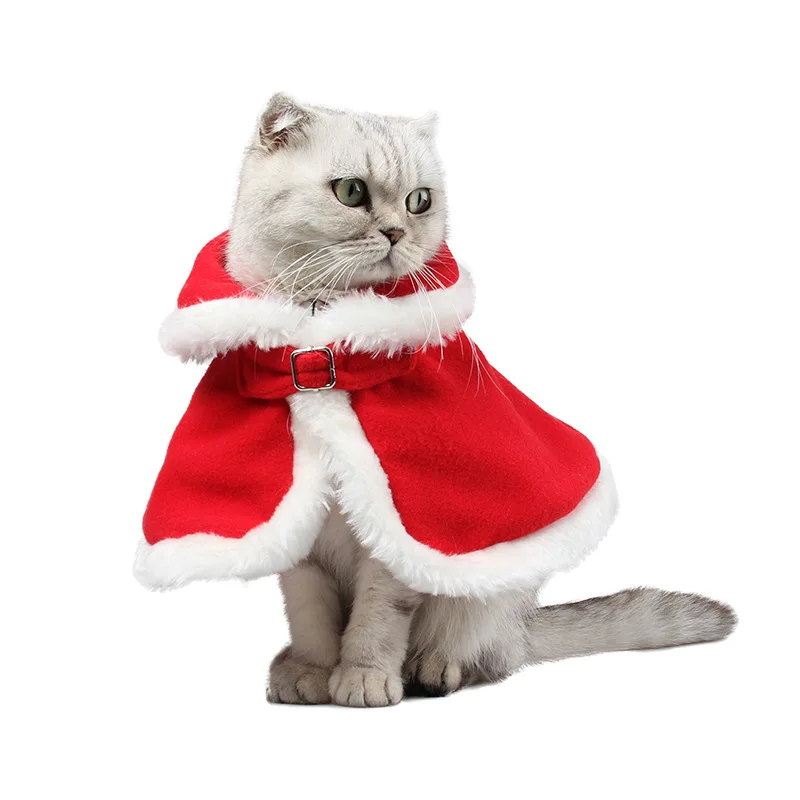 Pet Ziemassvētku Kostīms, Apmetnis, Cute Kaķi Ziemas Modes Apģērbu, Sarkans Silts Pončo Cape Jaunais Gads Apģērbu Kaķēns Apģērbu Aksesuāri