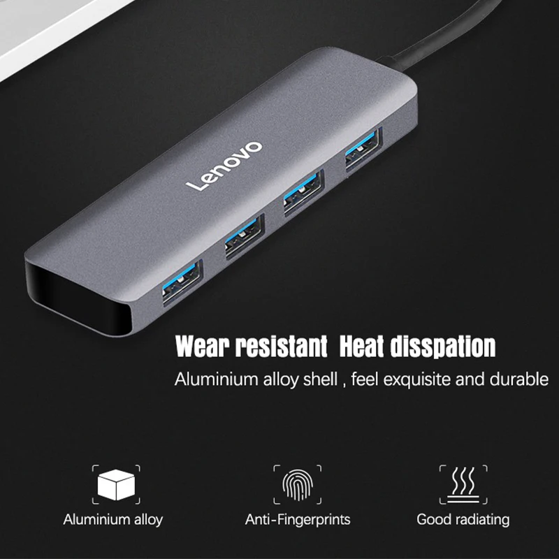 Lenovo USB 3.0 HUB Adapteris Alumīnija 4 Portu Sadalītājs PC Klēpjdators, Notebook Macbook Datoru Papildierīces Accessorie Expander