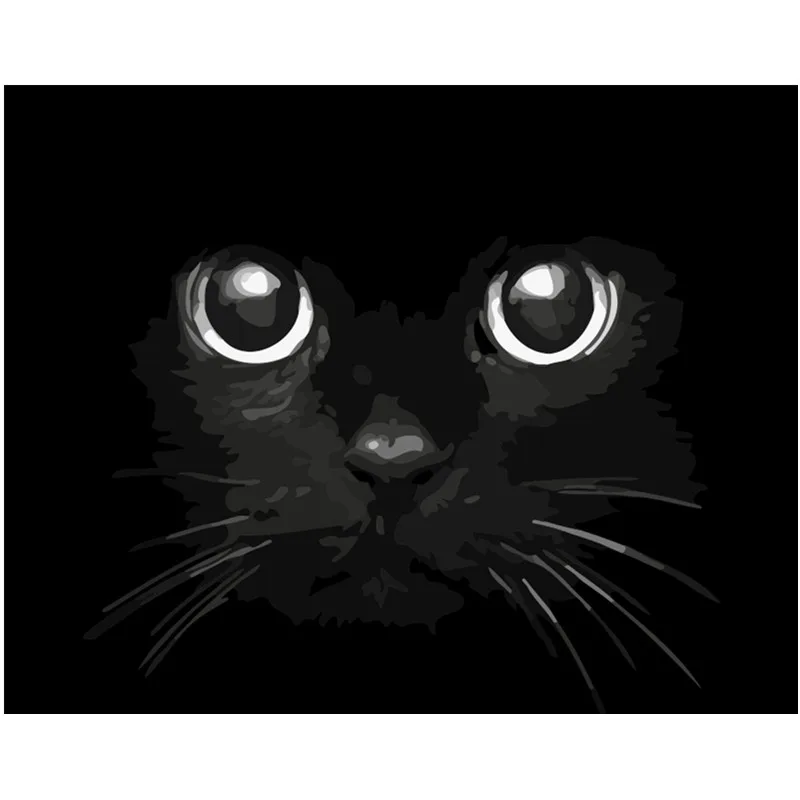 Glezna Ar Numuriem DIY Dropshipping40x50 50x65cm terrifying Melns kaķis galvu AnimalHandmade Dāvanu Pieaugušo Unikālu Dāvanu, Mājas Dekoru