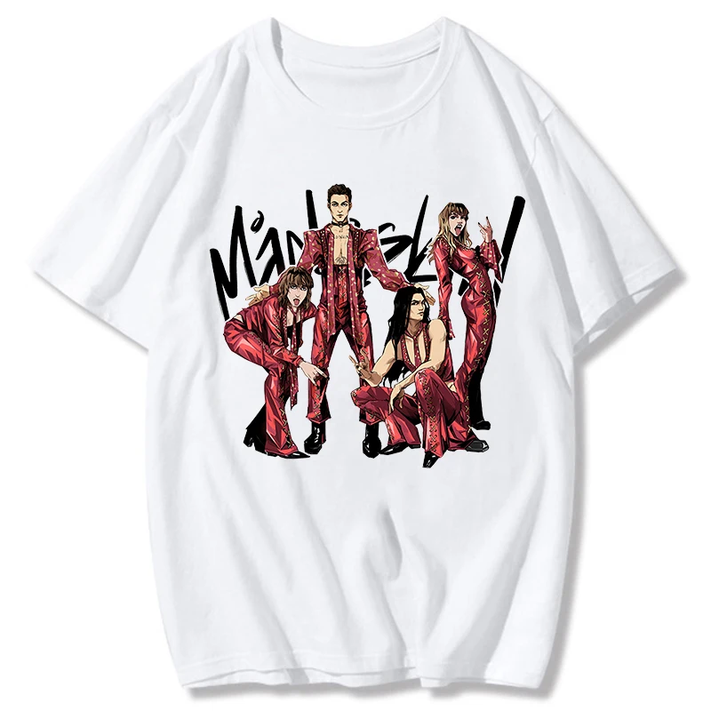 Maneskin T-krekls, kokvilna Drukāt Pavasara un Vasaras Atpūtas Ielu Grafiti Stila Vīriešu/Sieviešu Gadījuma T-krekls HIP HOP stilā