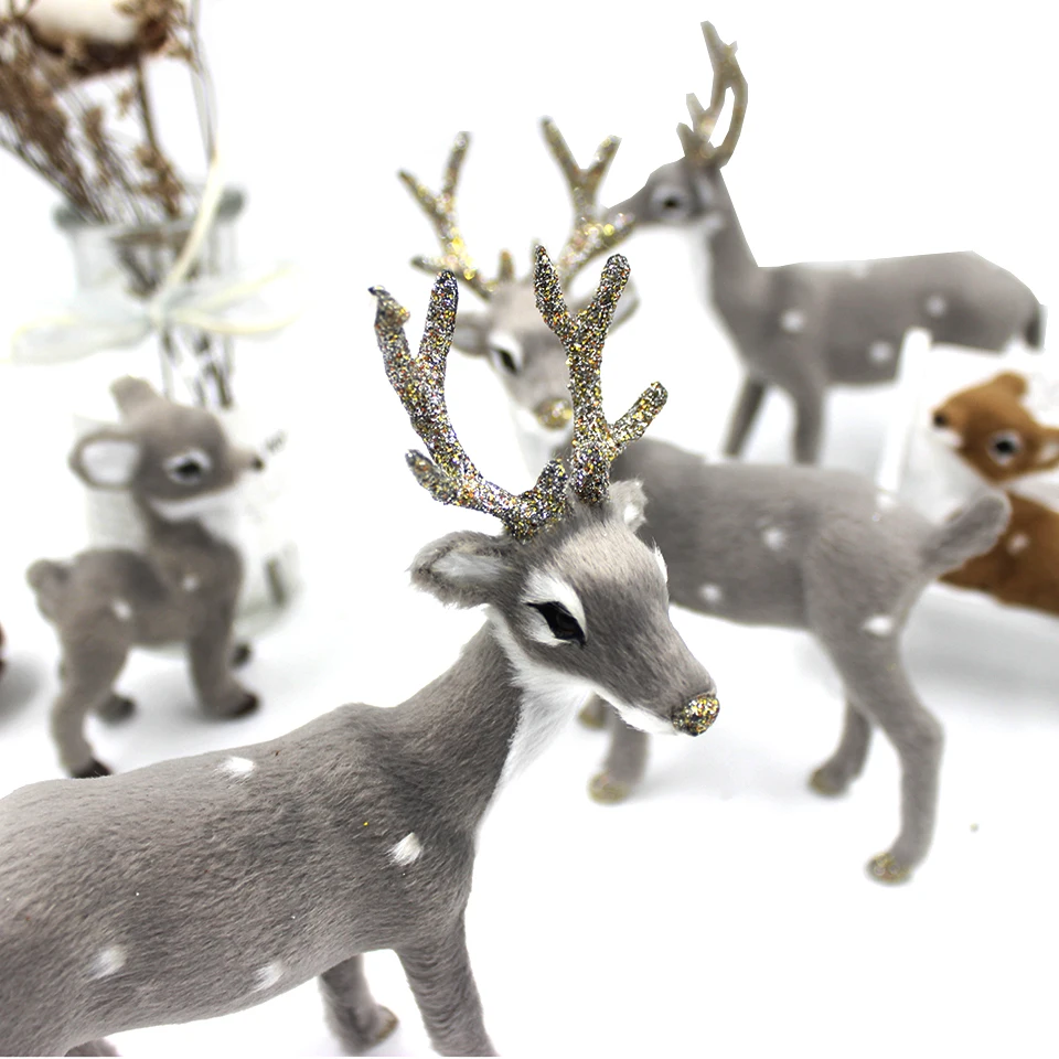 Simulācijas Ziemassvētku Briežu Modeli Par Labu Xmas Mājas Apdare Amatniecības Rotājumi Displejs Galda Aļņu, Ziemeļbriežu Dzīvnieku Miniatūras Mazulis Dāvanu